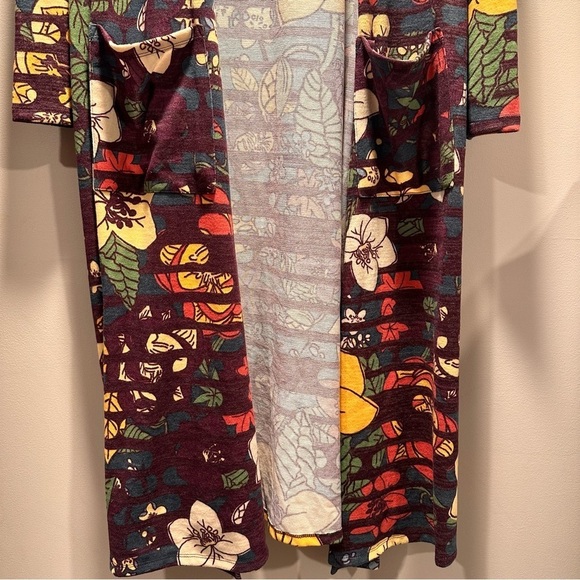 LulaRoe Sarah Long Sleeve Ankle Cardigan Cozy Slightly Thick Floral Boho M 10-12 - Picture 15 of 16